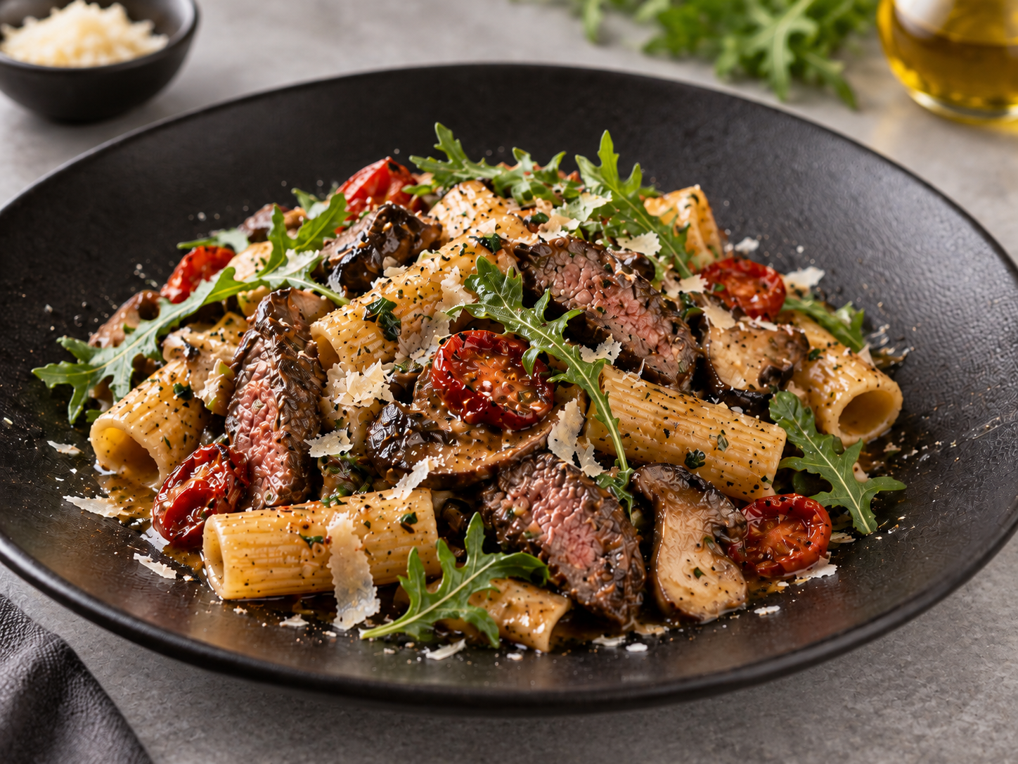 Rigatoni z polędwiczką wołową