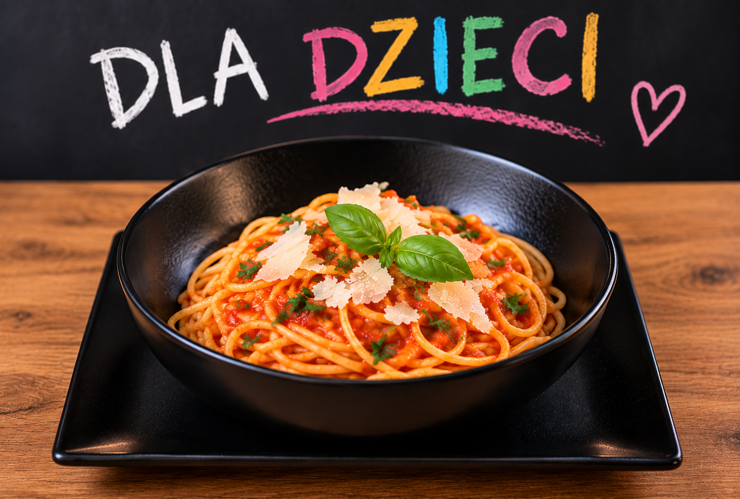 Makaron spaghetti z sosem pomidorowym i parmezanem